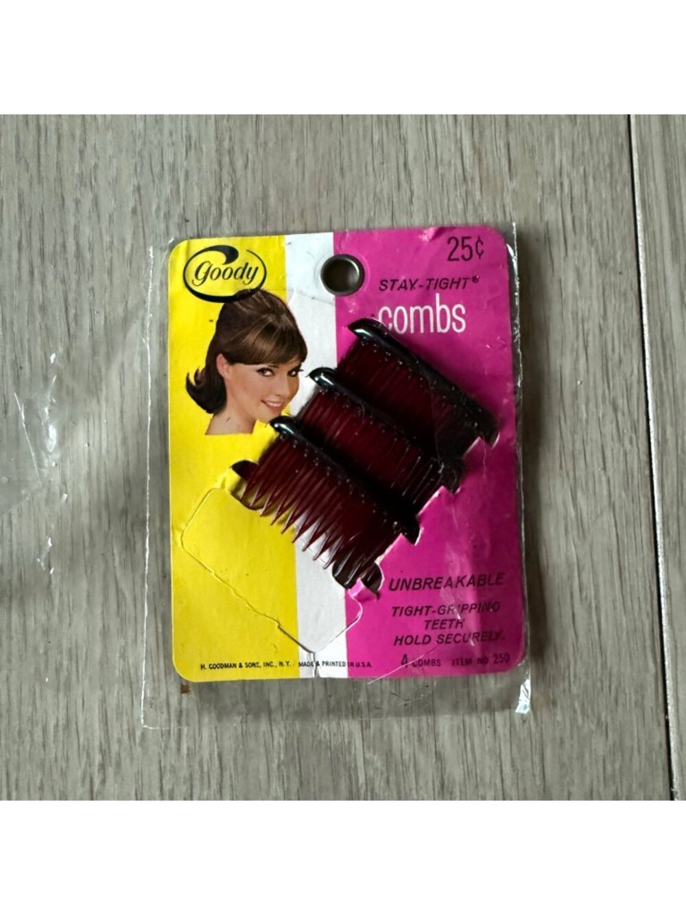 Vintage 70's Goody Stay-Tight  Combs Retro Hair Accessories Made In USA
